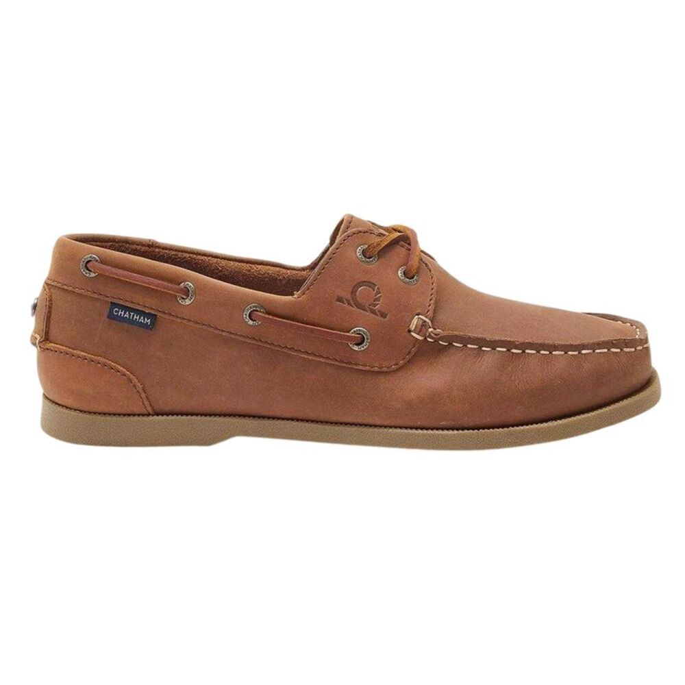 Chatham Mens Leather Boat Shoes / Dark Tan